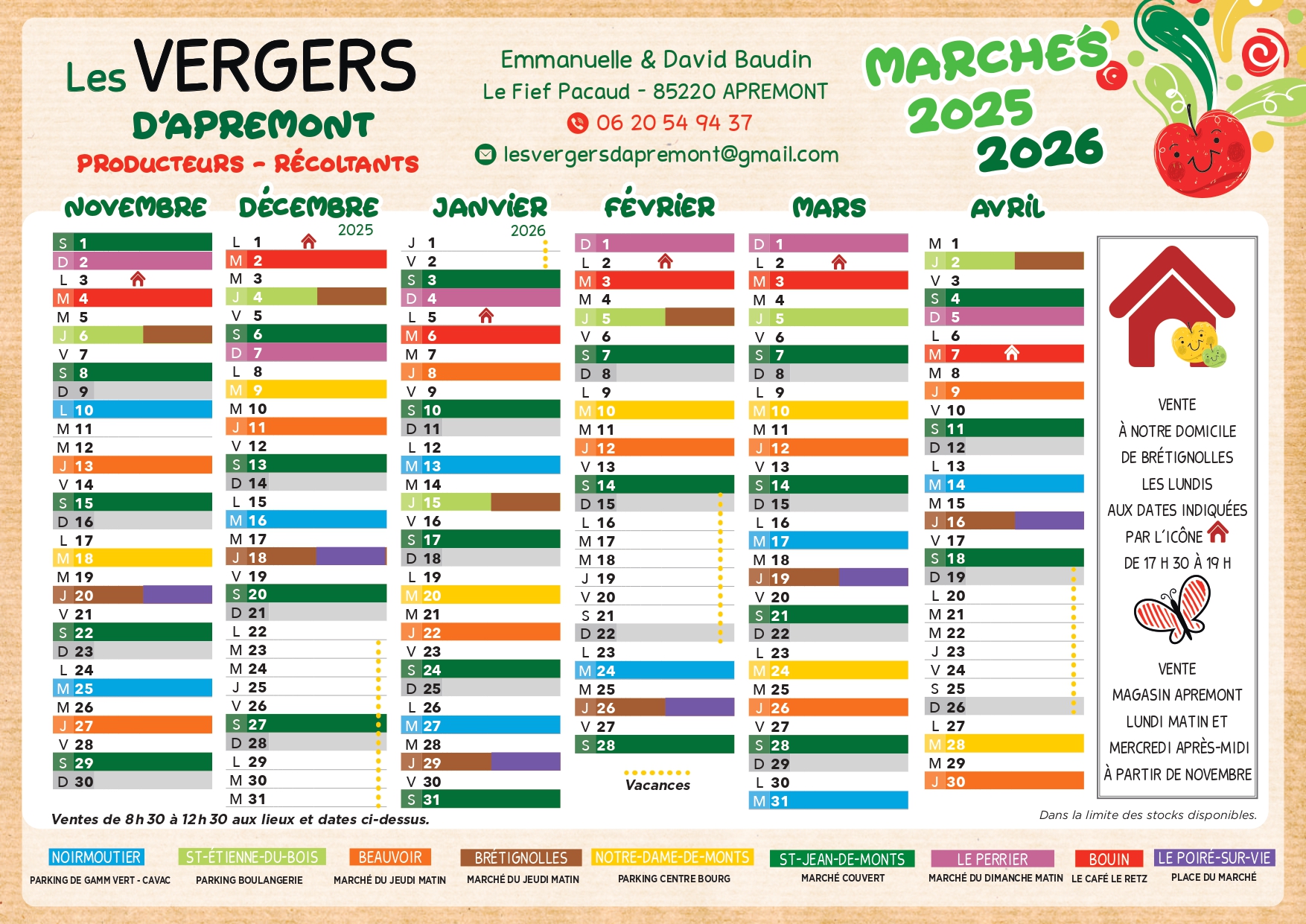 calendrier marches vergers apremont 2025-2026